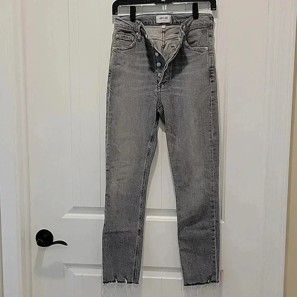 Agolde Nico High Rise Skinny Raw Hem Faded Grey Jeans Size 26 - Picture 7 of 7